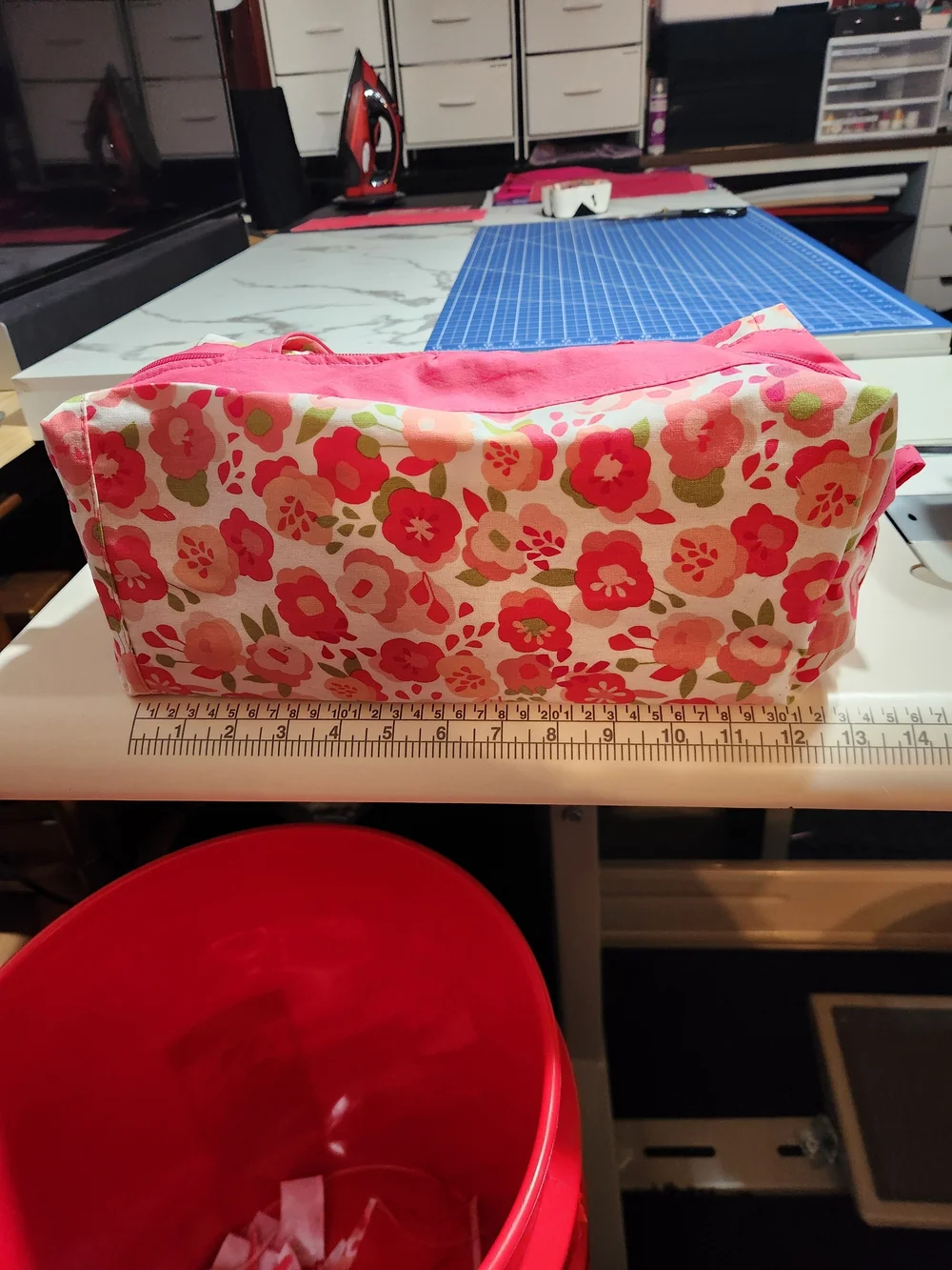 Pink Floral Cosmetic Bag with Carry Handles - Unbranded